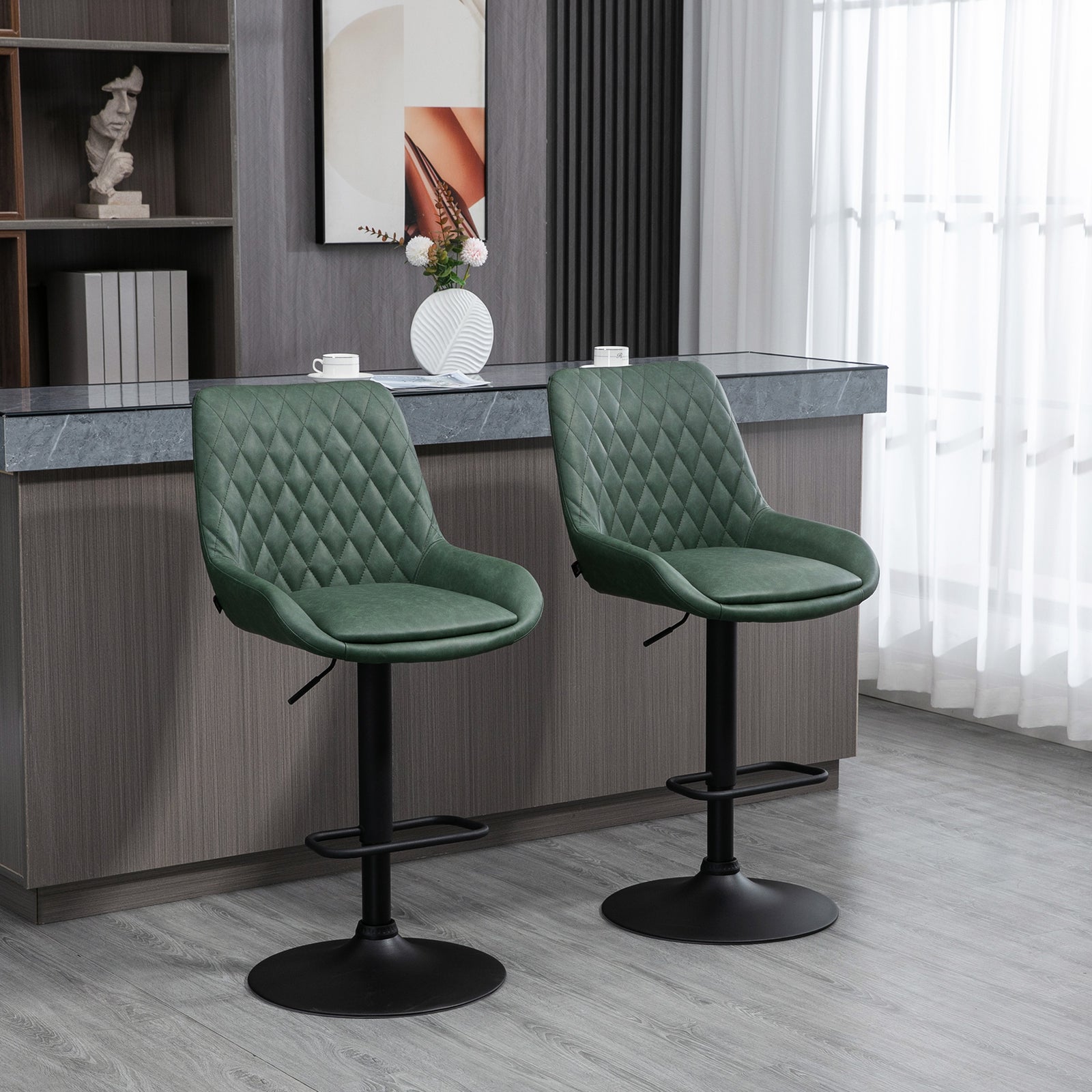 Adjustable Bar Chairs 360° Swivel Kitchen | Green