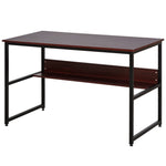 Two-tier Writing Desk Metal Frame Smooth Shelves W/ Shelf | Brown