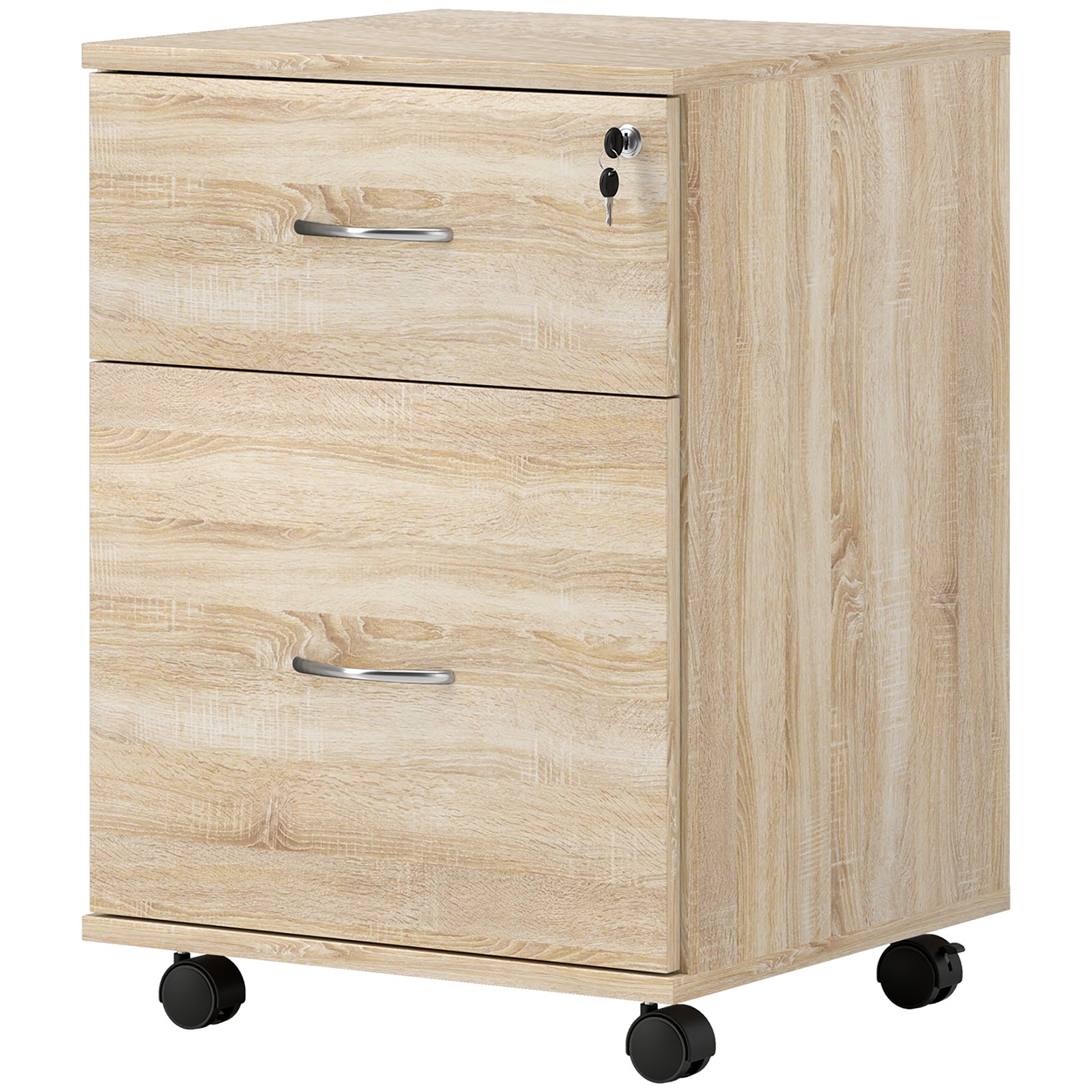 Pedestal Office Mobile Filing Cabinet 2 Drawer Lockable | Yellow