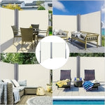 Retractable Side Awning 600cm Patio Privacy Screen Uv & Water Resistant Polyester Garden Balcony Wind Screen (160/180cm H) | Medium | Beige