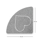 Spaghetti Anti Slip Quadrant Shower/bath Mat - Heart Embossed | 53cm x 53cm | Grey