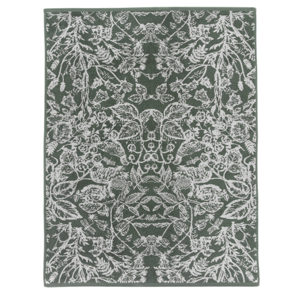 Secret Garden 550gsm Yarn Dyed Jacquard Cotton Towels | Hand Towel | Green