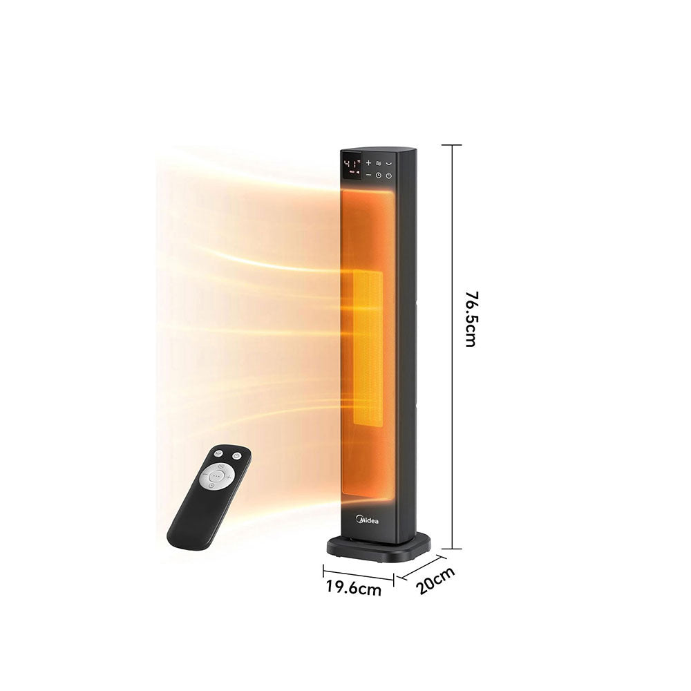 2000w Fast-heating Tower Electric Heater With Ptc Technology, 3 Modes + Eco, Remote Control, 24-hour Timer, And Safety Features | Black