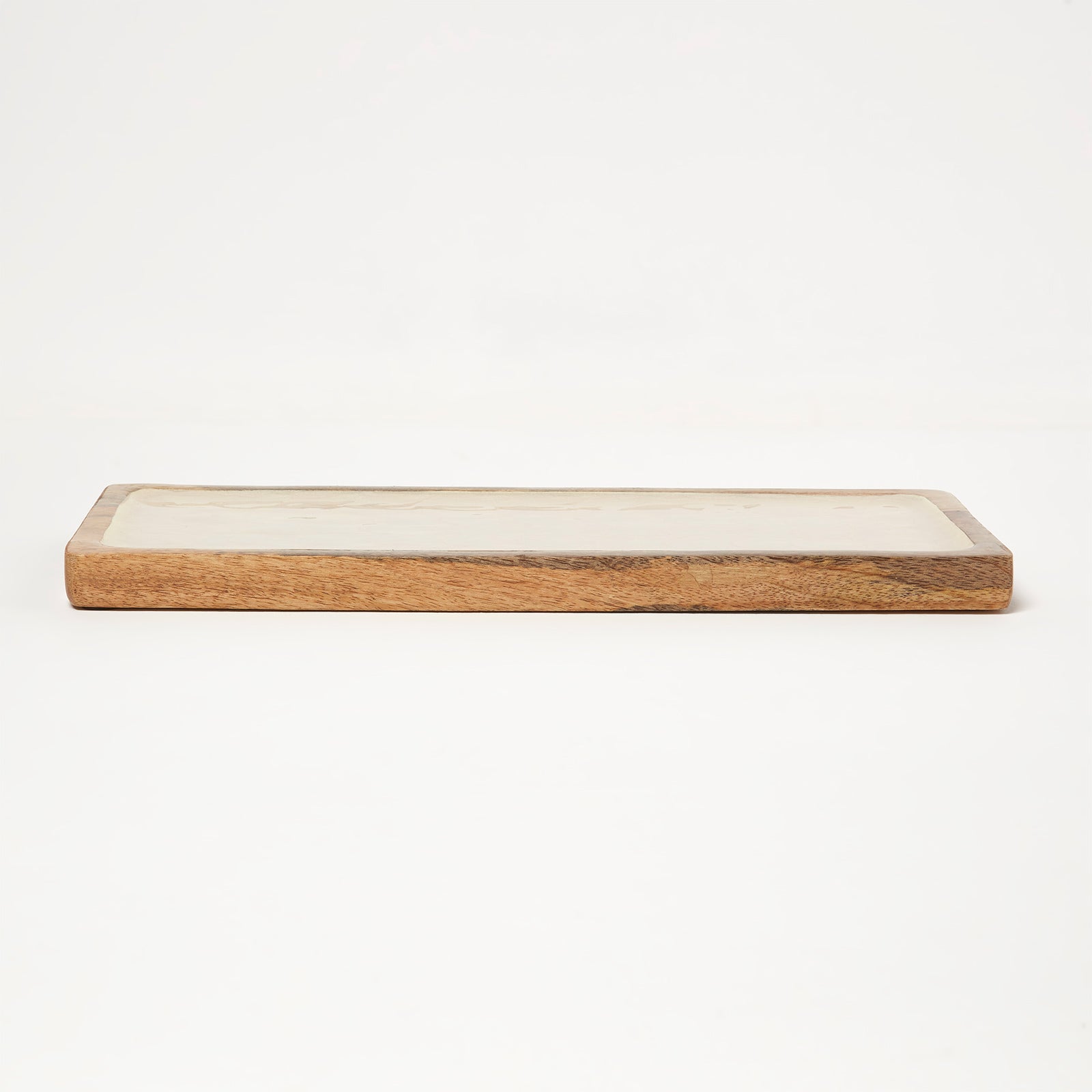 HOMESCAPES Capiz Style Mango Wood Serving Tray
