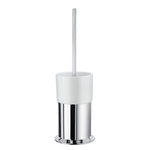 Chrome Freestanding Toilet Brush And Porcelain Container | Polished Chrome