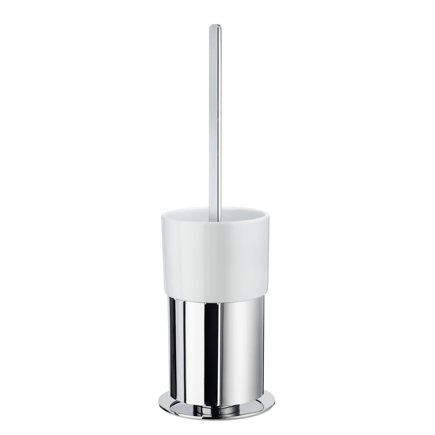 Chrome Freestanding Toilet Brush And Porcelain Container | Polished Chrome