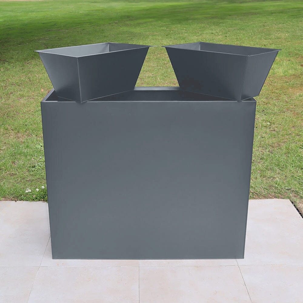 Long Zinc Galvanised Tall Trough Planter | 120cm x 40cm x 100cm | Grey