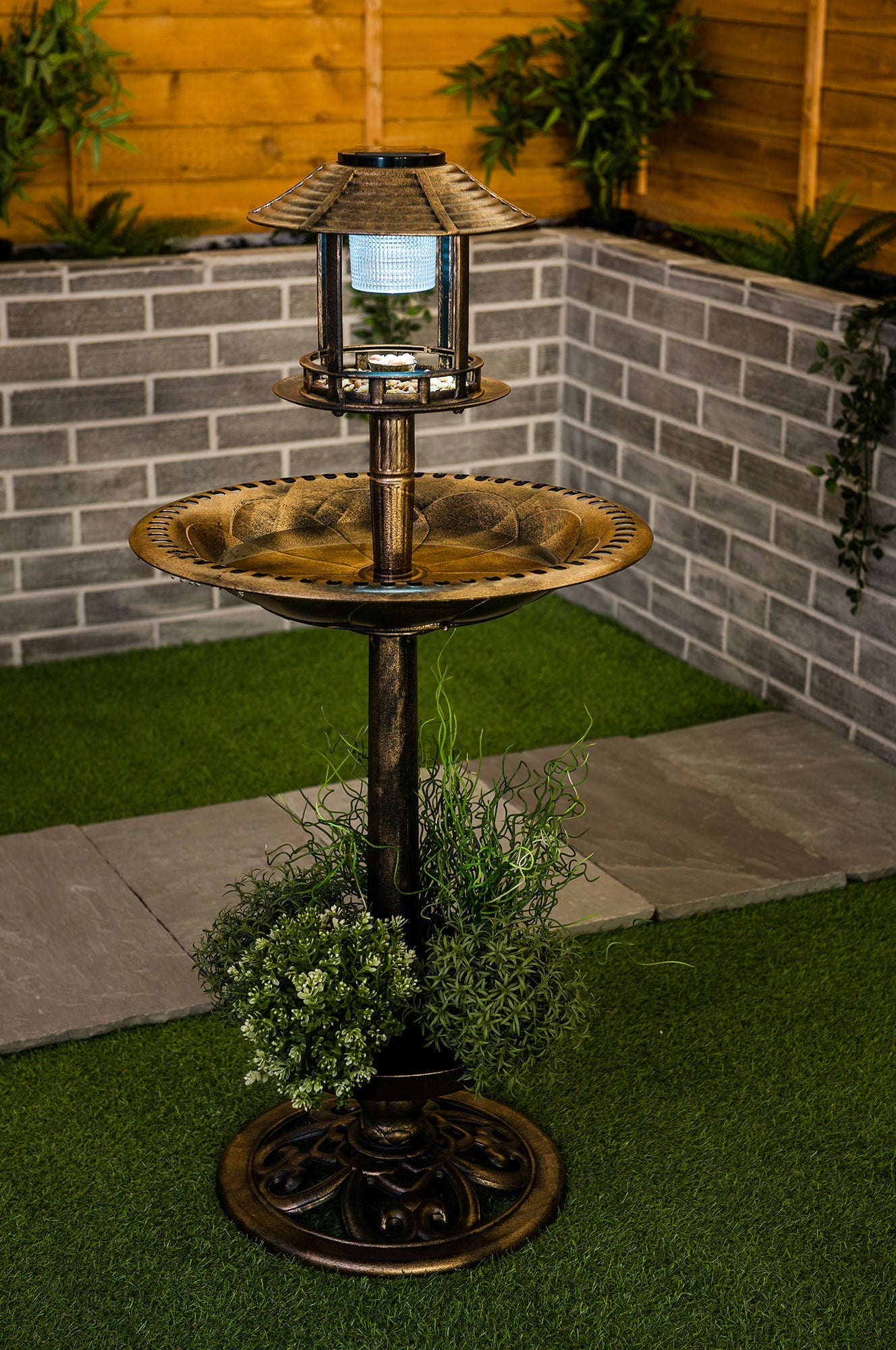 Bird Solar Light Bird Bath & Planter