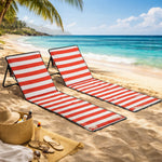 Garden Beach Chair Mat, Sun Lounger Seats With Adjustable | Orange & White