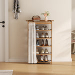 Bamboo Shoe Cabinet With Curtain 5/6-layer Entryway Shoe Rack Storage Organizer | Large