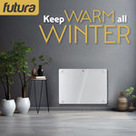 Electric Wifi Glass Radiator Panel Heater White Wall Mounted Or Floor Standing Bathroom Safe Timer And Thermostat | 1000w | White