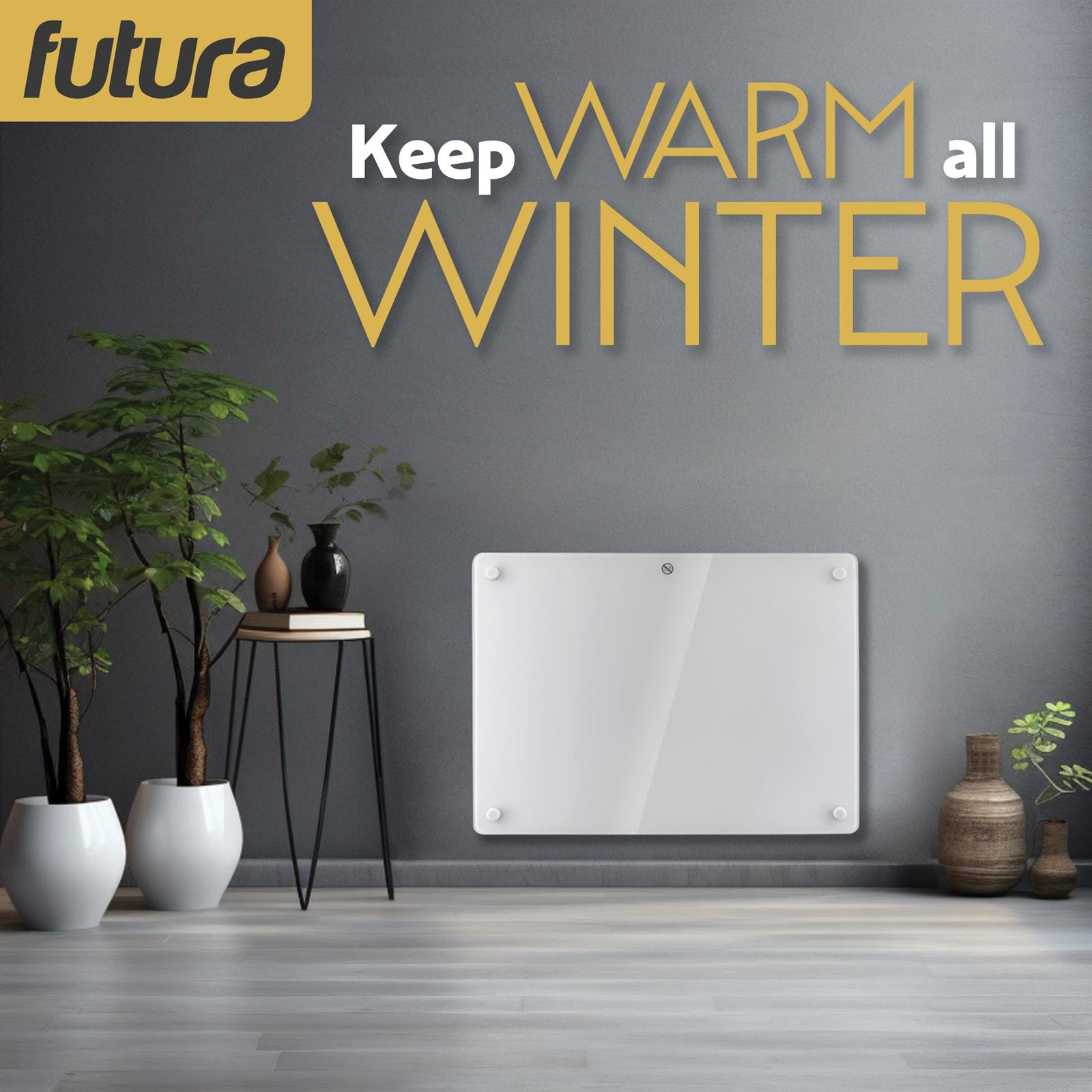 Electric Wifi Glass Radiator Panel Heater White Wall Mounted Or Floor Standing Bathroom Safe Timer And Thermostat | 1000w | White