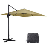 Large Square Patio Parasol With Durable Polyester Canopy, Pa Waterproof Coating, Adjustable Height, 360° Foot Pedal Rotation With Cross Base & Fillable Base | One Size | Taupe