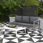 3-seater Aluminium Garden Bench W/ Cushions, Grey