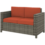 Rattan Wicker 2-seat Sofa Loveseat Padded Garden Furniture | Orange