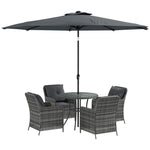 6 Pieces Rattan Garden Set W/ Umbrella