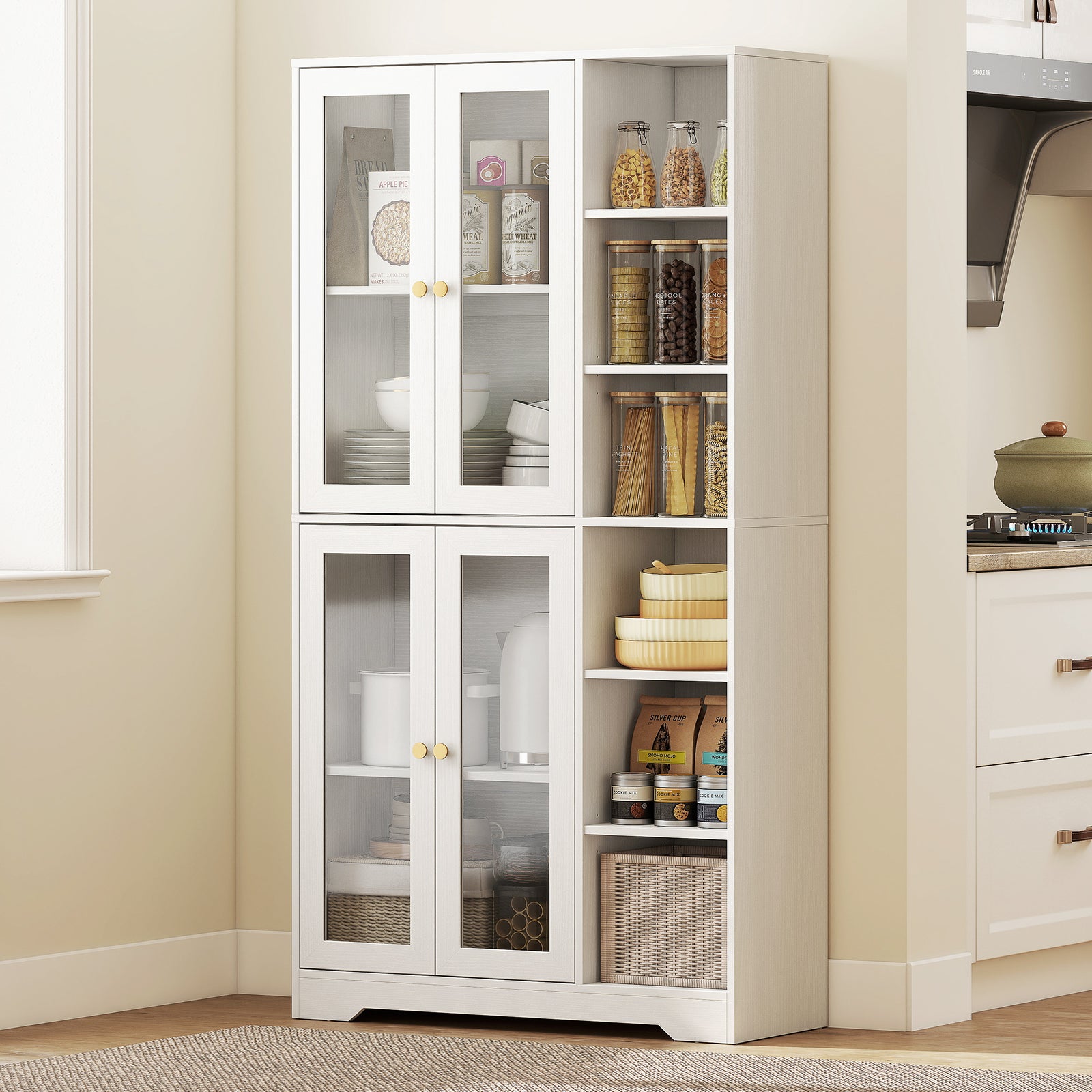 172cm Tall Kitchen Cupboard, Pantry Storage Cabinet | White