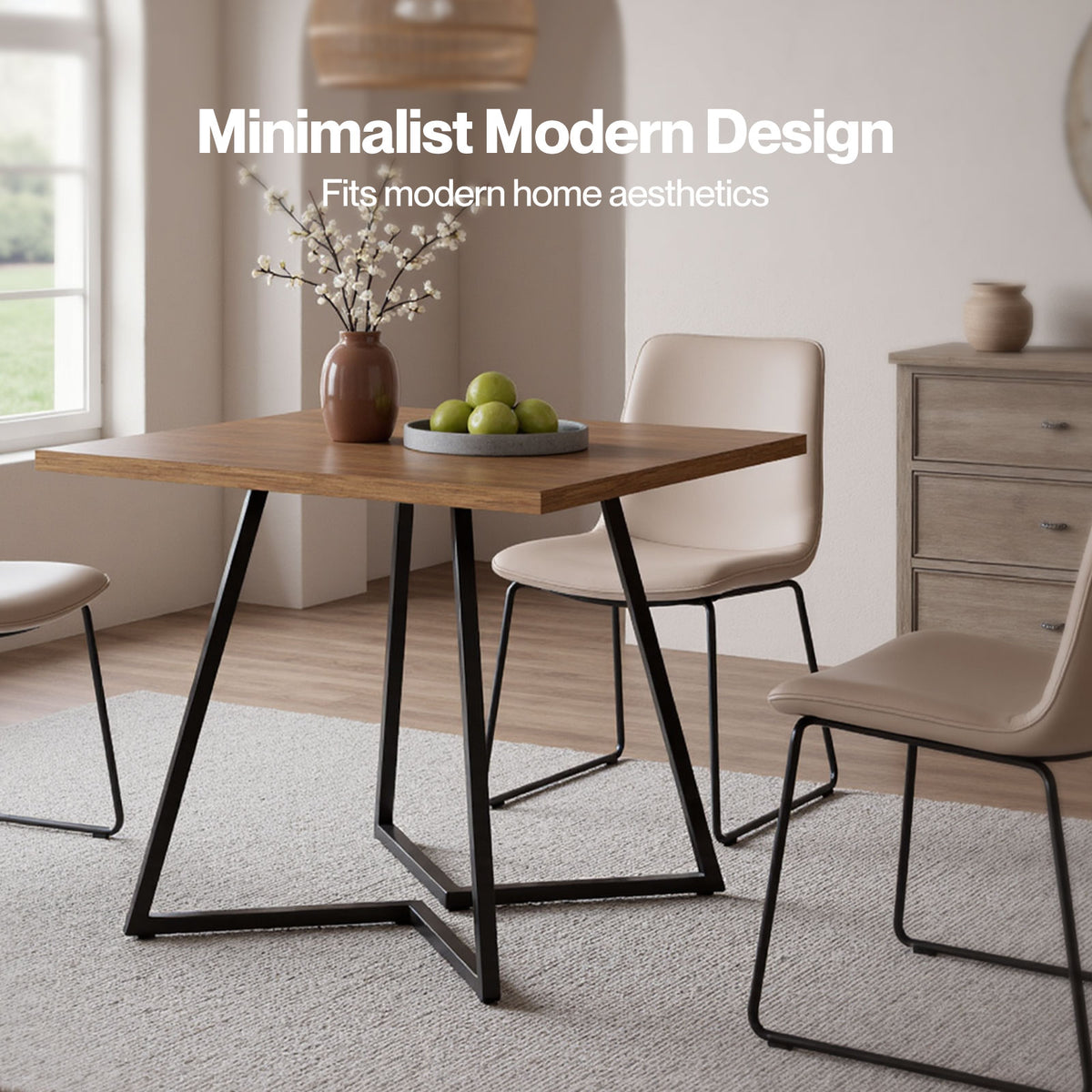 Dining Table Square Dining Table 80cm 25mm Metal Frame Mdf Walnut | Brown