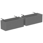 Set Of 2 Hanging Flower Boxes, 50 Cm Long, Rattan Look