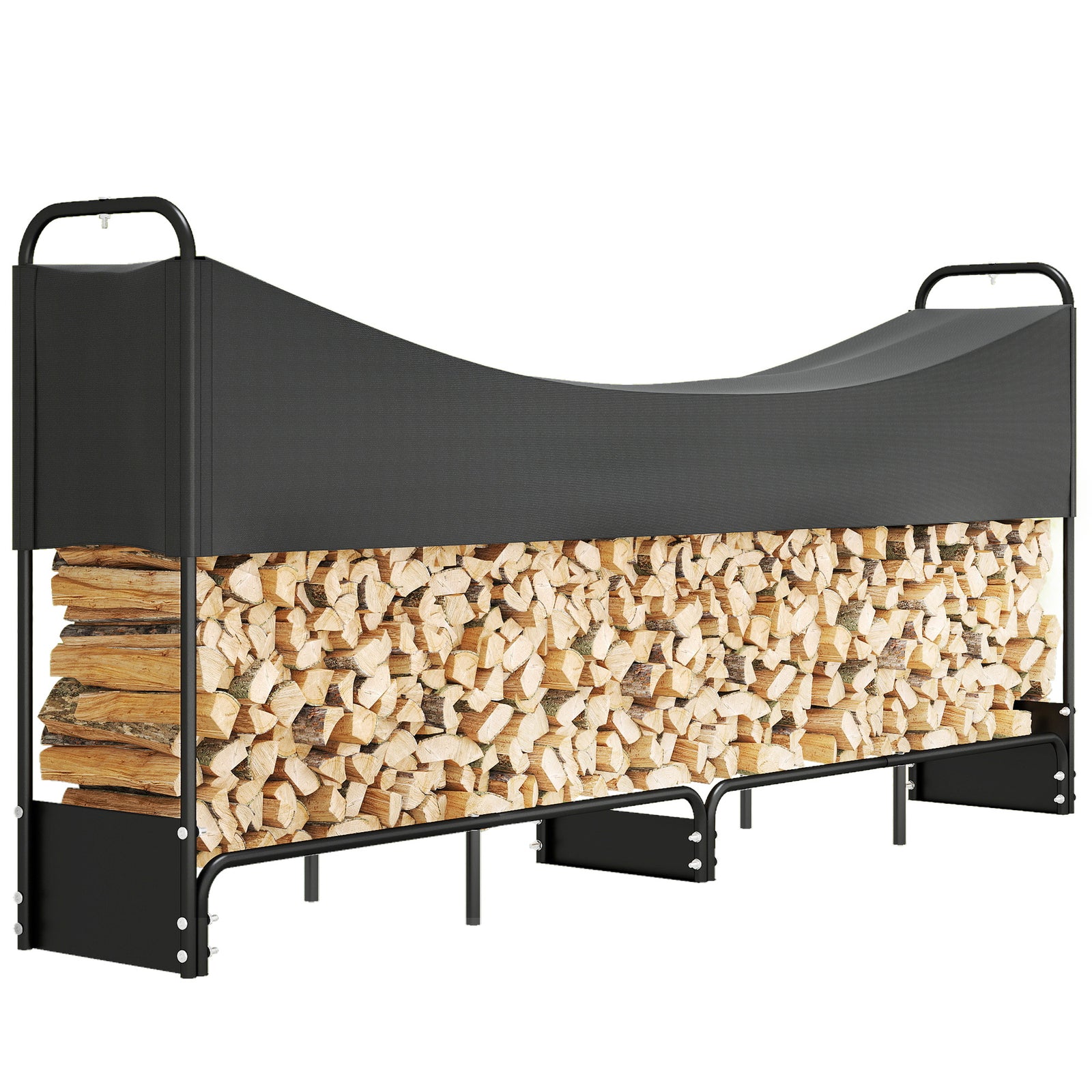 Outsunny 8.5ft Firewood Rack, Log Storage Holder With Cover