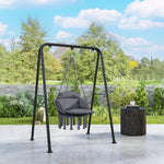 Hammock Chair, Boho Hanging Swing Chair With Cushion | Dark Gray