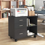 Freestanding Storage Cabinet W/ 3 Drawers 2 Shelves 4 Wheels | One Size | Black