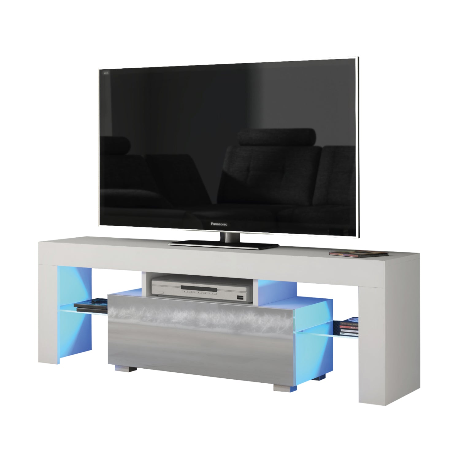 Floe Tv Unit 130cm With Led Lights | Grey