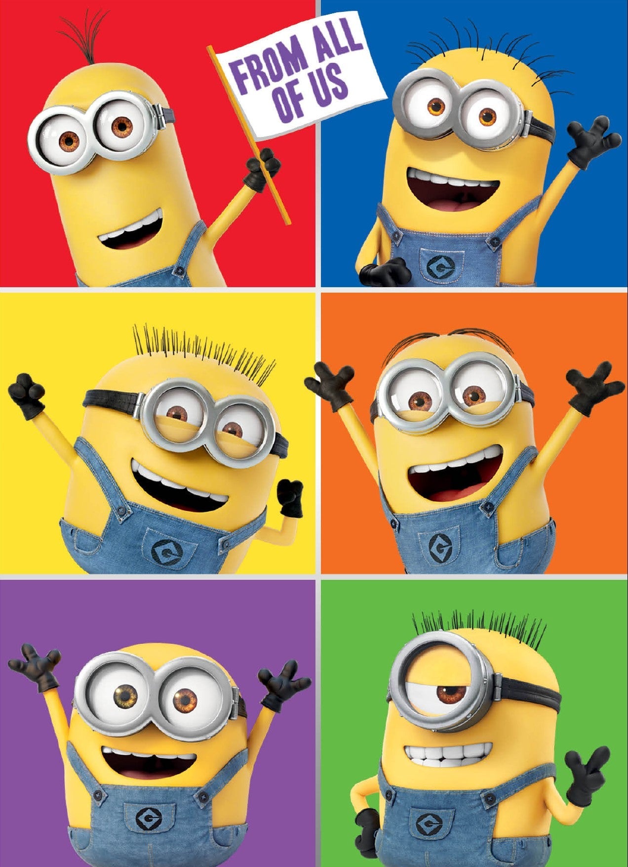 Minions 'from All Of Us' Blank Card, Birthday, Valentines, Mother's Or Fathers Day Official Product