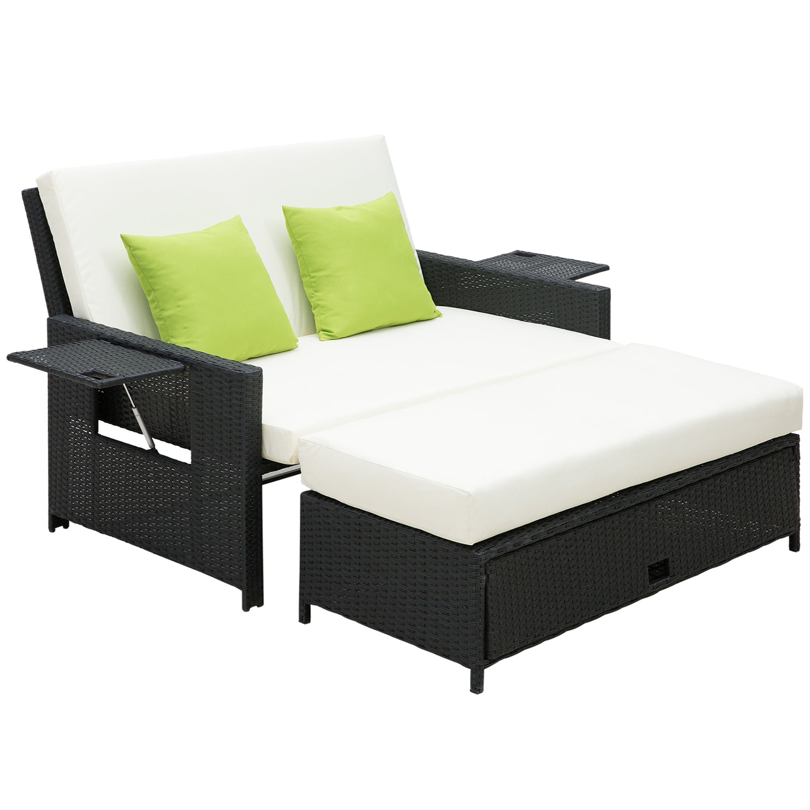 Rattan Furniture Set With Sun Lounger | Black