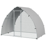 Pawhut Walk-in Chicken Run With Cover, For Chickens | Silver