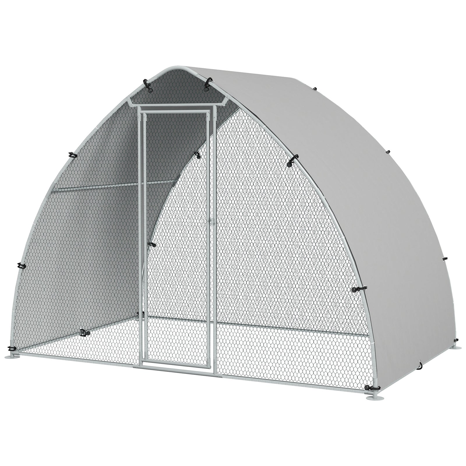 Pawhut Walk-in Chicken Run With Cover, For Chickens | Silver