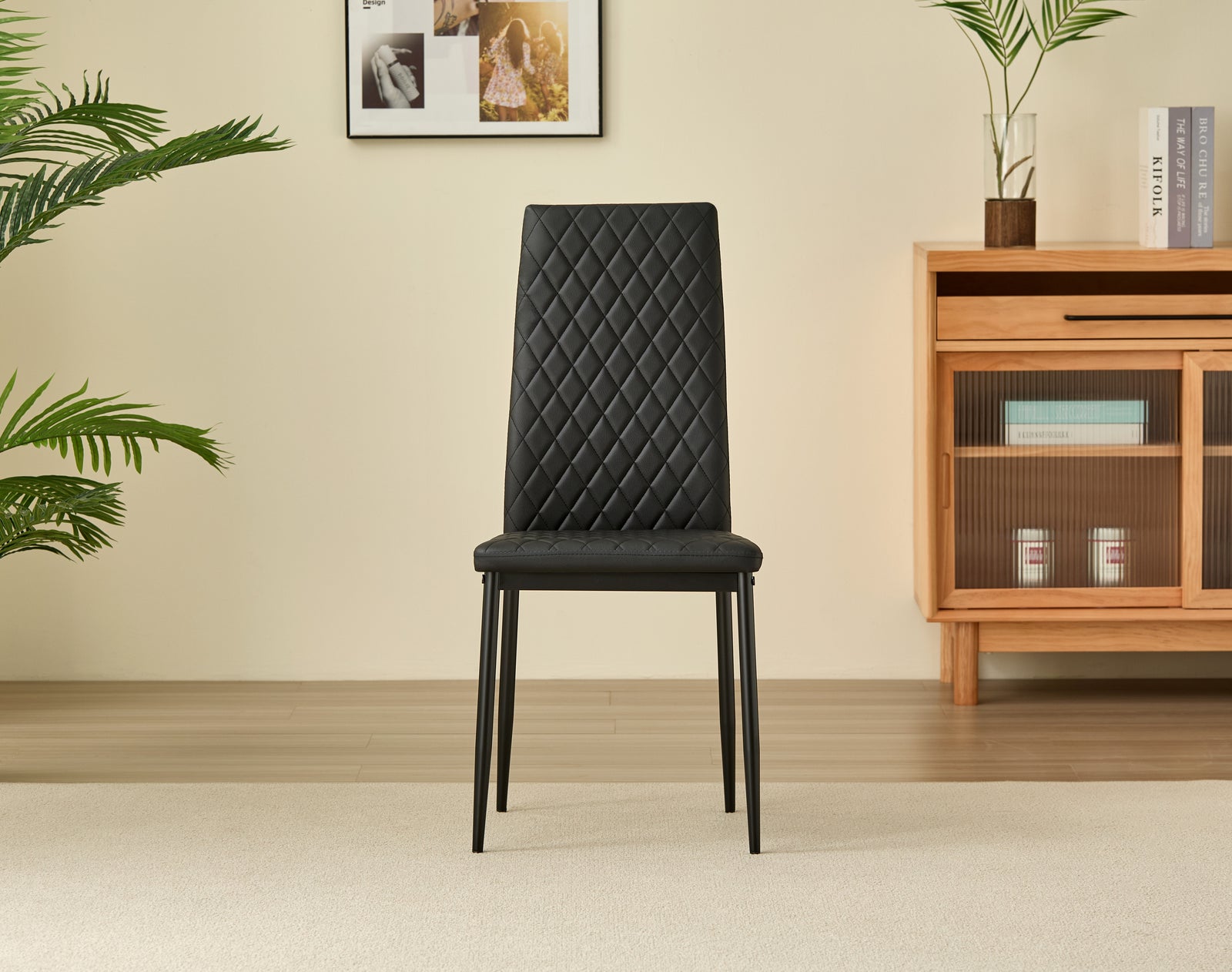 Stylish Seattle Dining Table Set With 4 Emily Faux Leather Chairs | Black