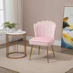 Velvet-feel Shell Accent Chair Bedroom Lounge Metal Legs | One Size | Pink