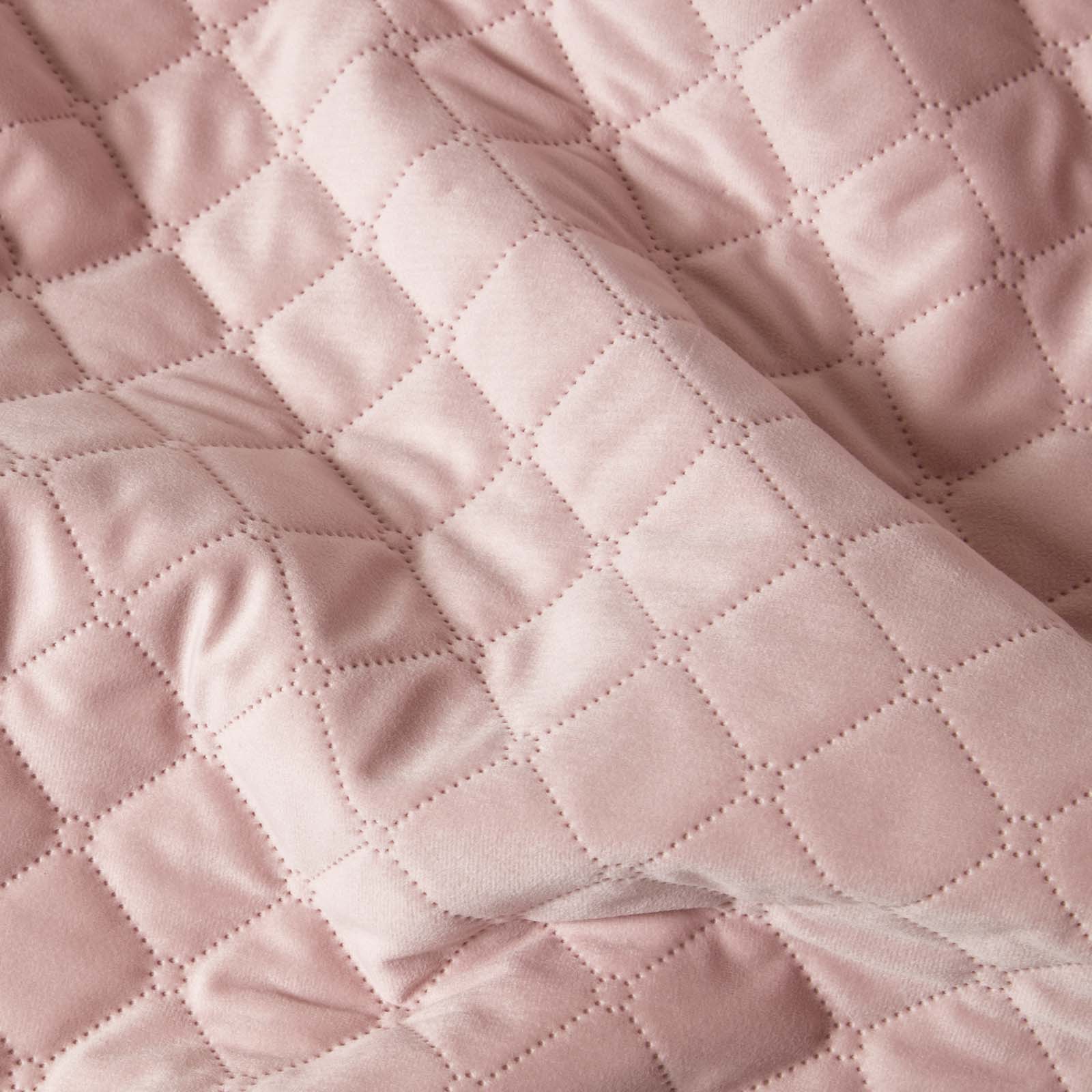 Diamond Quilted Velvet Bed Throw | 150cm x 200cm | Pink