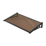 1.2-2.7m Flat Angle Outdoor Door Window Awning Canopy - Transparent Brown Sun & Rain Protection | Small | Brown