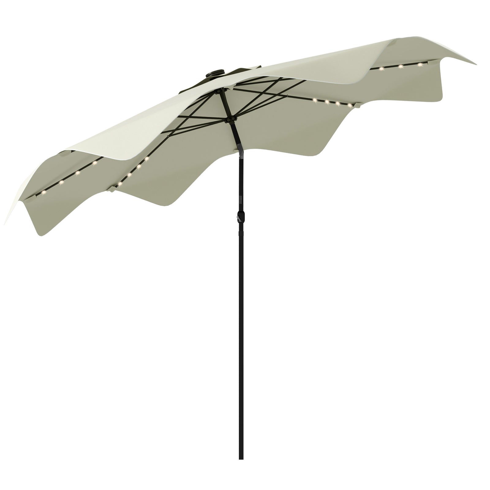 Solar Garden Parasol W/ Led, Tilt | Cream