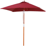 2x1.5m Wooden Patio Umbrella Parasol | Red
