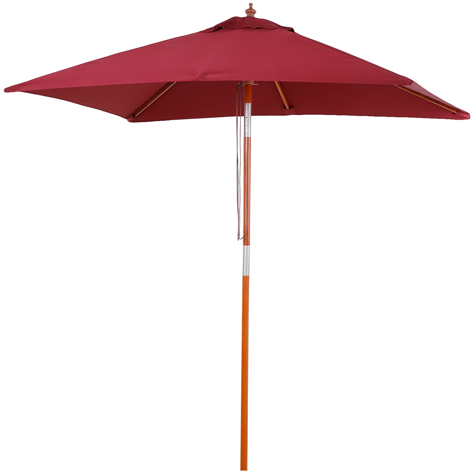 2x1.5m Wooden Patio Umbrella Parasol | Red