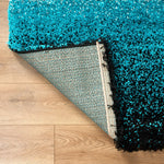 Blended Thick Shaggy Fluffy Deep Pile Living Room Rug | 200cm x 290cm | Teal