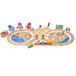 Wooden Coastal Clean up Train Set - 70 Pieces