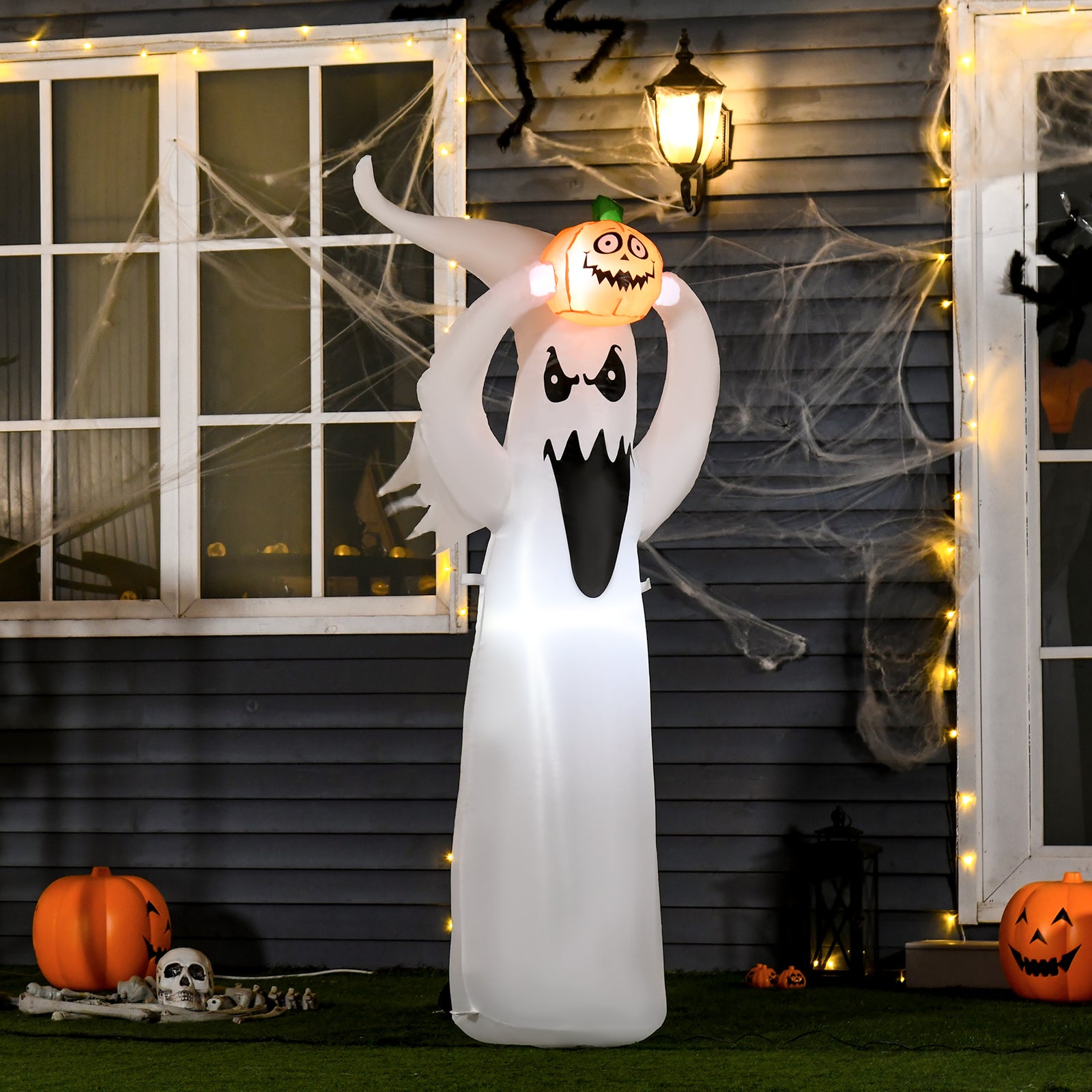 Led Floating Ghost Pumpkin Halloween Decoration Mains Powered Vivid 6ft