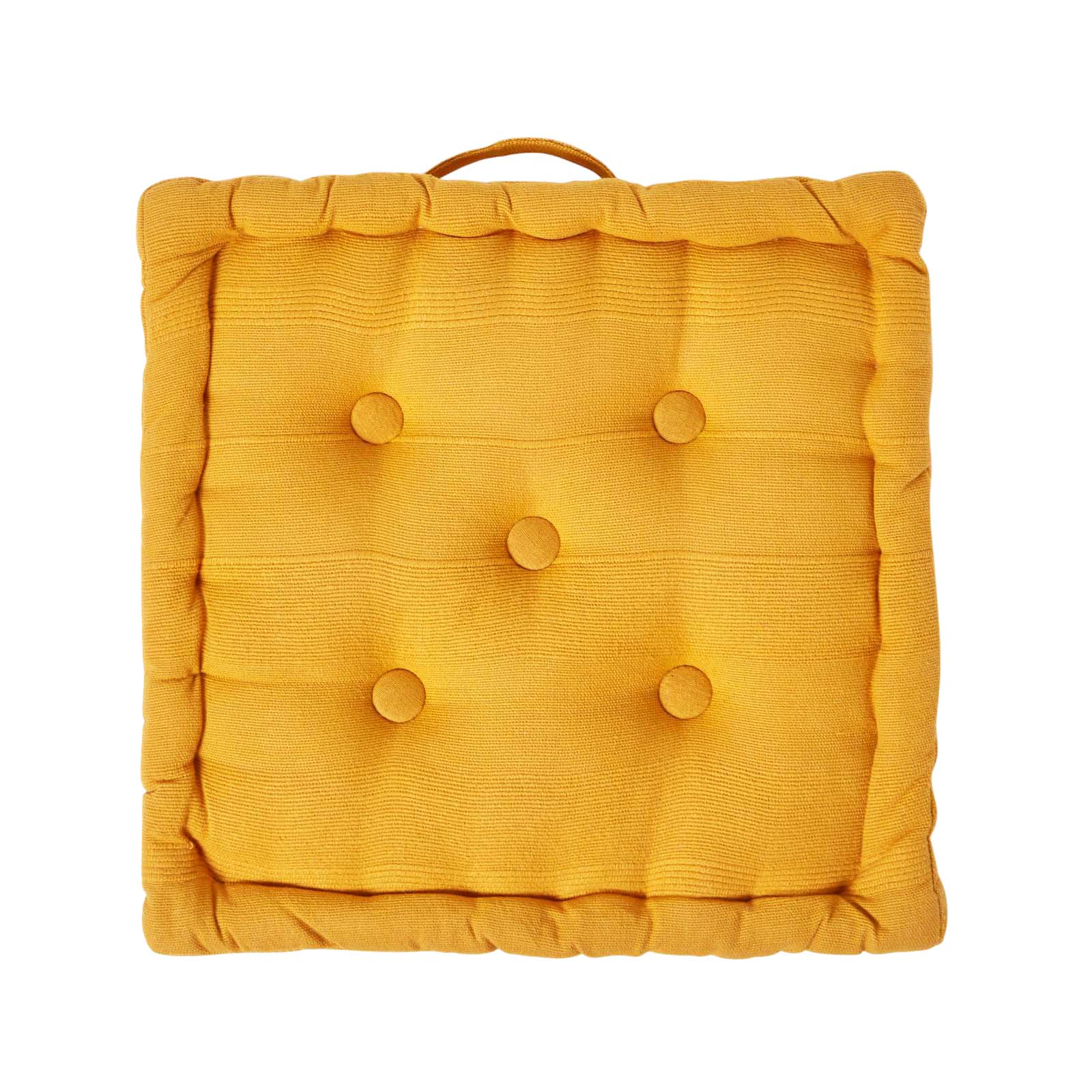 Rajput Ribbed Cotton Floor Cushion | 40cm x 40cm | Mustard