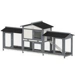 PawHut Rabbit Hutch, Guinea Pig Hutch, 2-tier Bunny House W/ Run