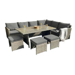 Stylish Knutsford 9 Seat Corner Rattan Dining Set For Outdoor Gatherings | One Size | Grey