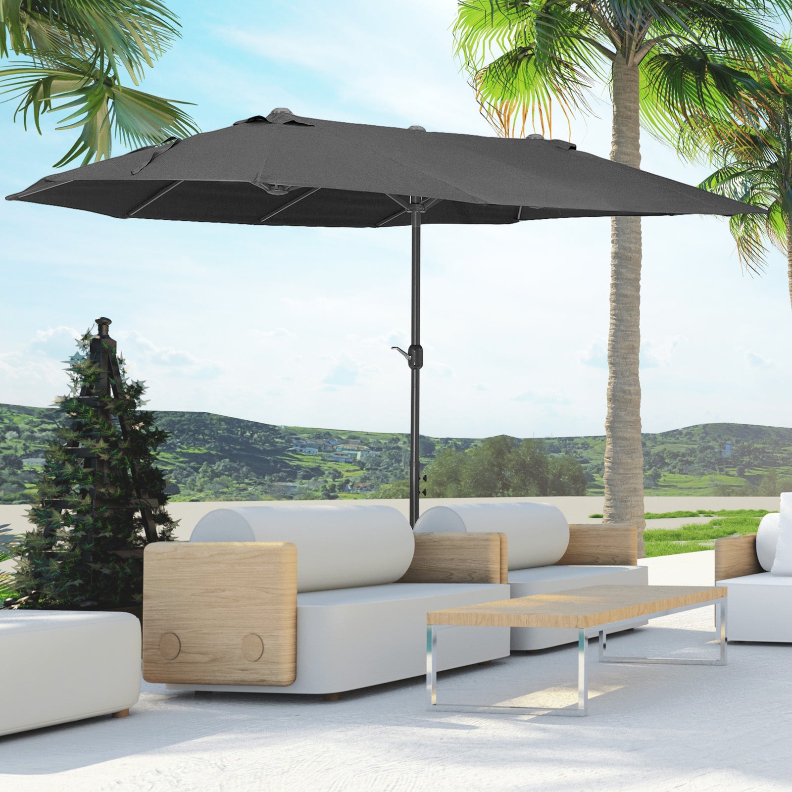 4.6m Double-sided Sun Umbrella W/ Base