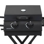 Portable 2-burner Gas Bbq Grill – Folding Trolley With Side Shelf, Thermometer, Wheels, And Outdoor Cooking Plate