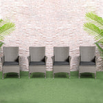 Outdoor Rattan Armchair Wicker Dining Chair Set For Garden | Set-of-4