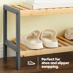 Bamboo 2-tier Shoe Rack - Grey/natural
