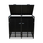 Double Wheelie Bin Storage Shed –ventilated Trash Bin Galvanized Steel Rubbish Bin Store For With Lockable Door & Lift-up Lids