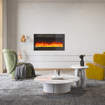 40-inch Recessed/wall Mounted Electric Fireplace, 1800w Black Heater With 12-colour Flame, Log & Crystal Bed, Remote Control & Timer